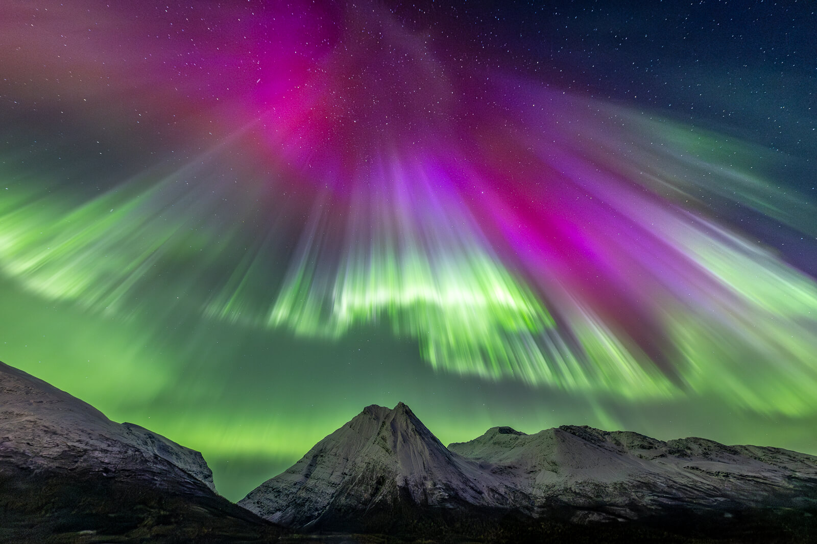 red and pink Northern Lights